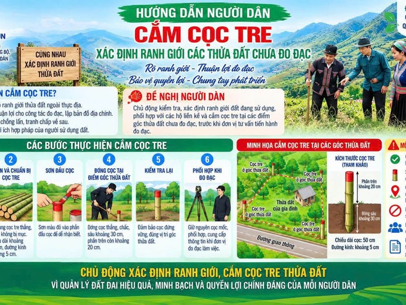 MƯỜNG MÙN TẬP TRUNG TRIỂN KHAI CẮM MỐC RANH GIỚI CÁC THỬA ĐẤT CHƯA ĐO ĐẠC